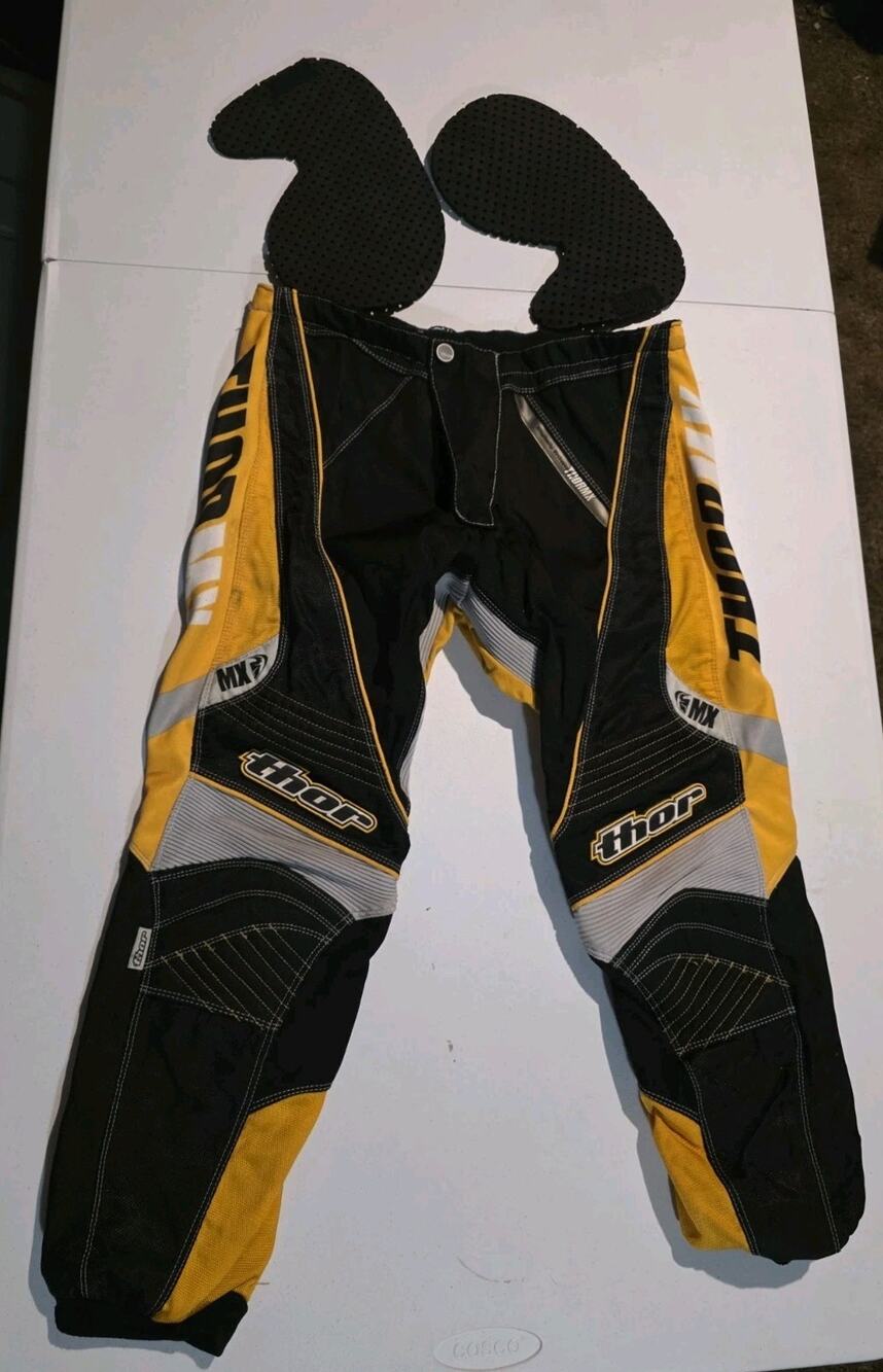 Thor Motocross Pant Men Size 26 Dirt Bike Racing ATV MX Phase Yellow Black #1210